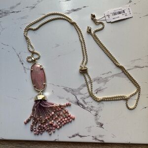 Pink and Gold Tassel Kendra Scott Necklace